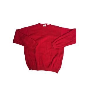 Vintage Arrow Chunky Knit Sweater Mens Medium Red Heavy Cotton Thick Crewneck